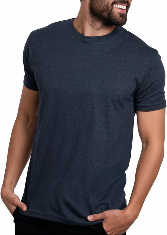 HOTMens T Shirts Soft Cotton Crew Neck Athletic Fit Casual Tees S-4XL | Soft cotton blend casual tee shirts with 4-way stretch - tag-free athletic fit for gym, work & casual wear. A go-to gift.