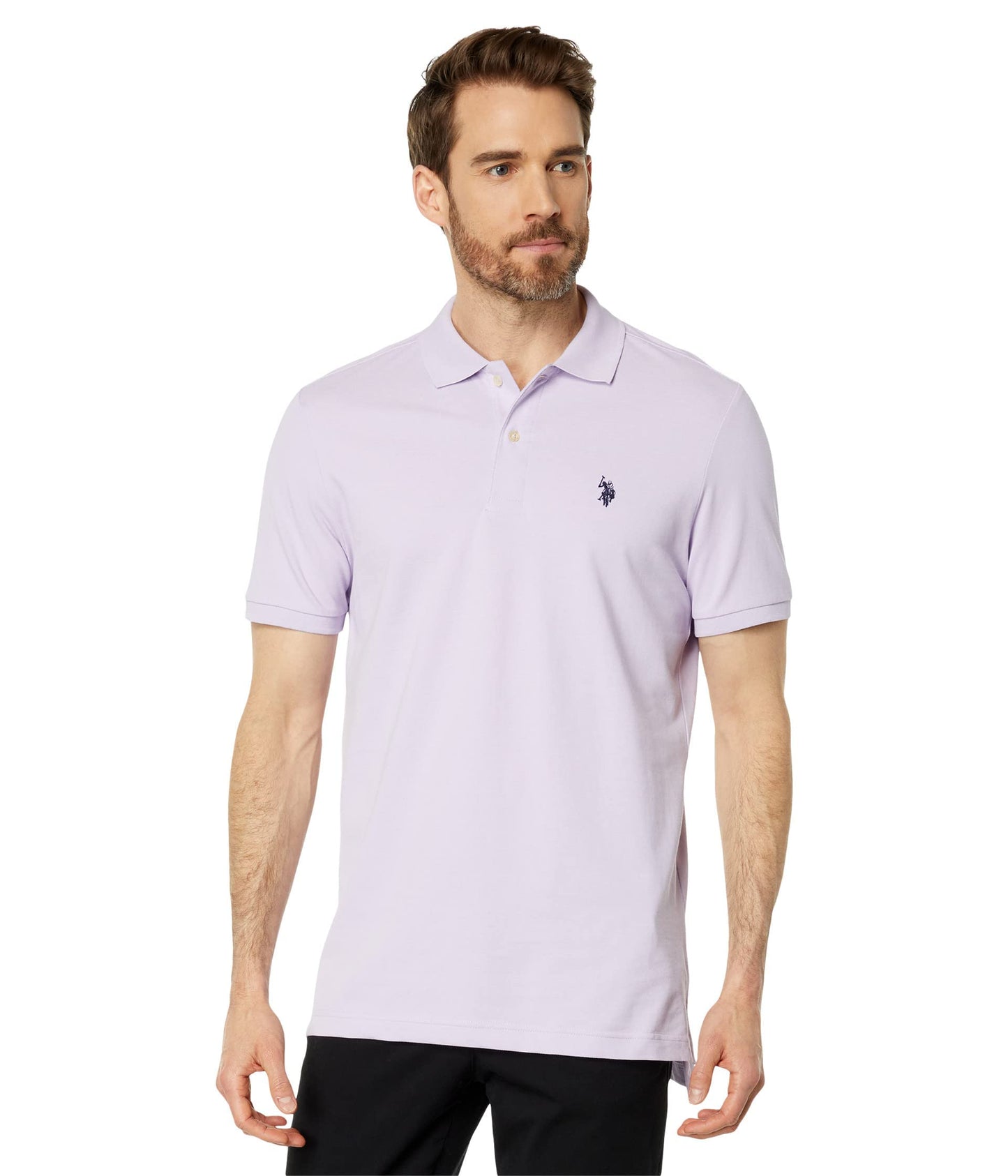HOTU.S. Polo Assn. Men's Classic Polo Shirt, Two-Button Closure Pique Polo Shirt, Summer Fashion Golf Shirt | Two-Button Closure Pique Polo Shirt, Summer Fashion Golf Shirt
