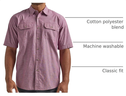 HOTWrangler Authentics Men's Short Sleeve Classic Woven Shirt