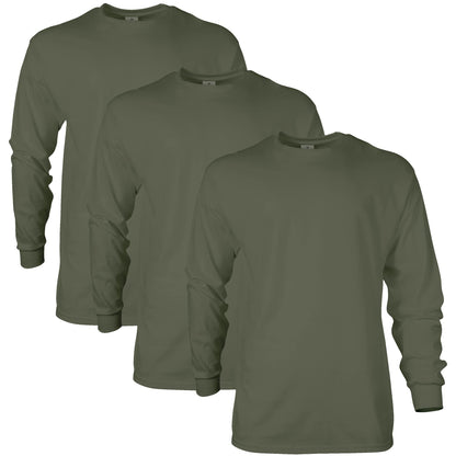 HOTGildan Adult Ultra Cotton Long Sleeve T-Shirt, Style G2400, Multipack