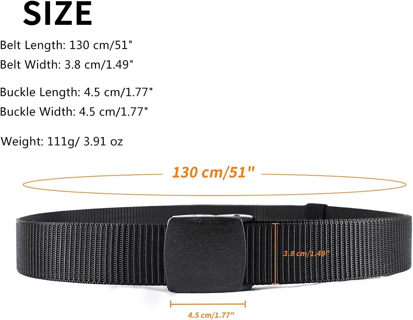 HOT6 Pack Nylon Military Tactical Belt for Men/Women Webbing Canvas Work Belts with Plastic Buckle