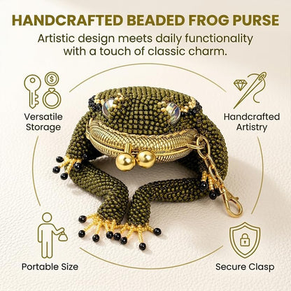 HOTROVIA DIY Frog Coin Purse Kit Beaded Coin Purse Craft Kit with Kiss Lock, 2 | DIY Beading Craft, Kiss Lock Frame, Lobster Clasp Included, Cute Frog Design, Creative Handmade Project