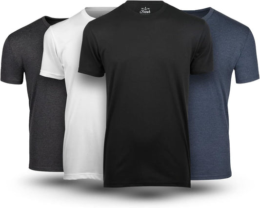 HOTFresh Clean Threads Men's Crew Neck T-Shirts – Short Sleeve, Fitted Style, Soft Cotton-Poly Blend, Tag-Free Comfort