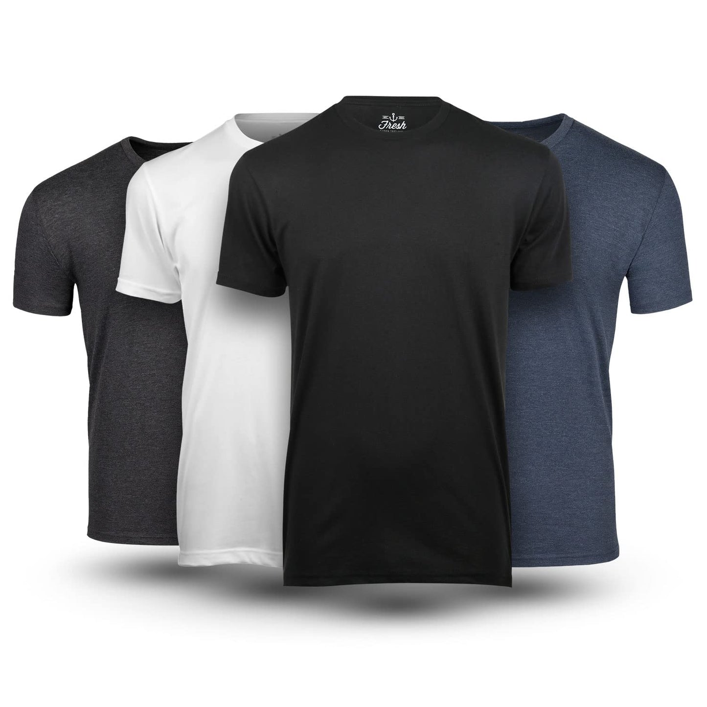 HOTFresh Clean Threads Men's Crew Neck T-Shirts – Short Sleeve, Fitted Style, Soft Cotton-Poly Blend, Tag-Free Comfort