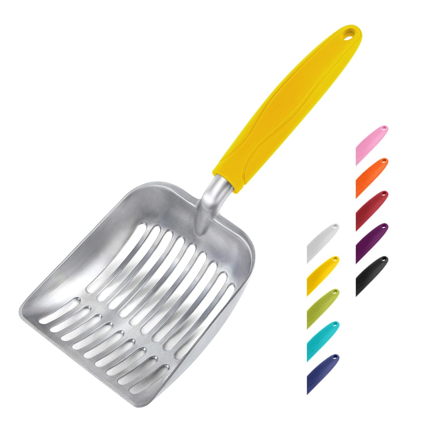 HOTWePet Cat Litter Scoop, Aluminum Alloy Sifter, Kitty Metal Scooper, Deep Shovel, Long Handle, Poop Sifting, Kitten Pooper Lifter, Durable, Heavy Duty, for Litter Box