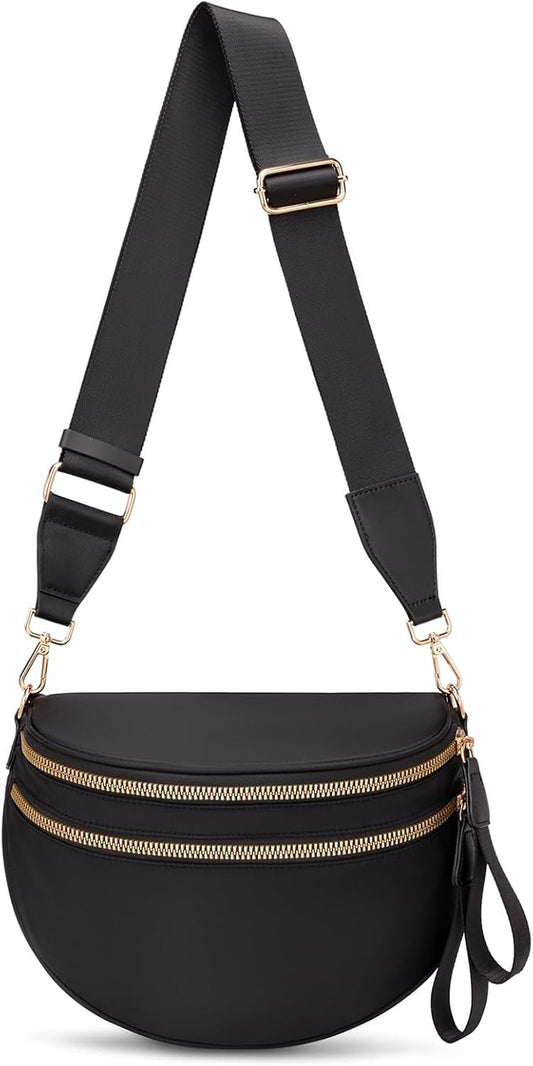HOTPure Colour Crossbody Bum Bags for Women Spacious Checkered Cross body Bag Nylon Trendy Fanny Pack for Travel