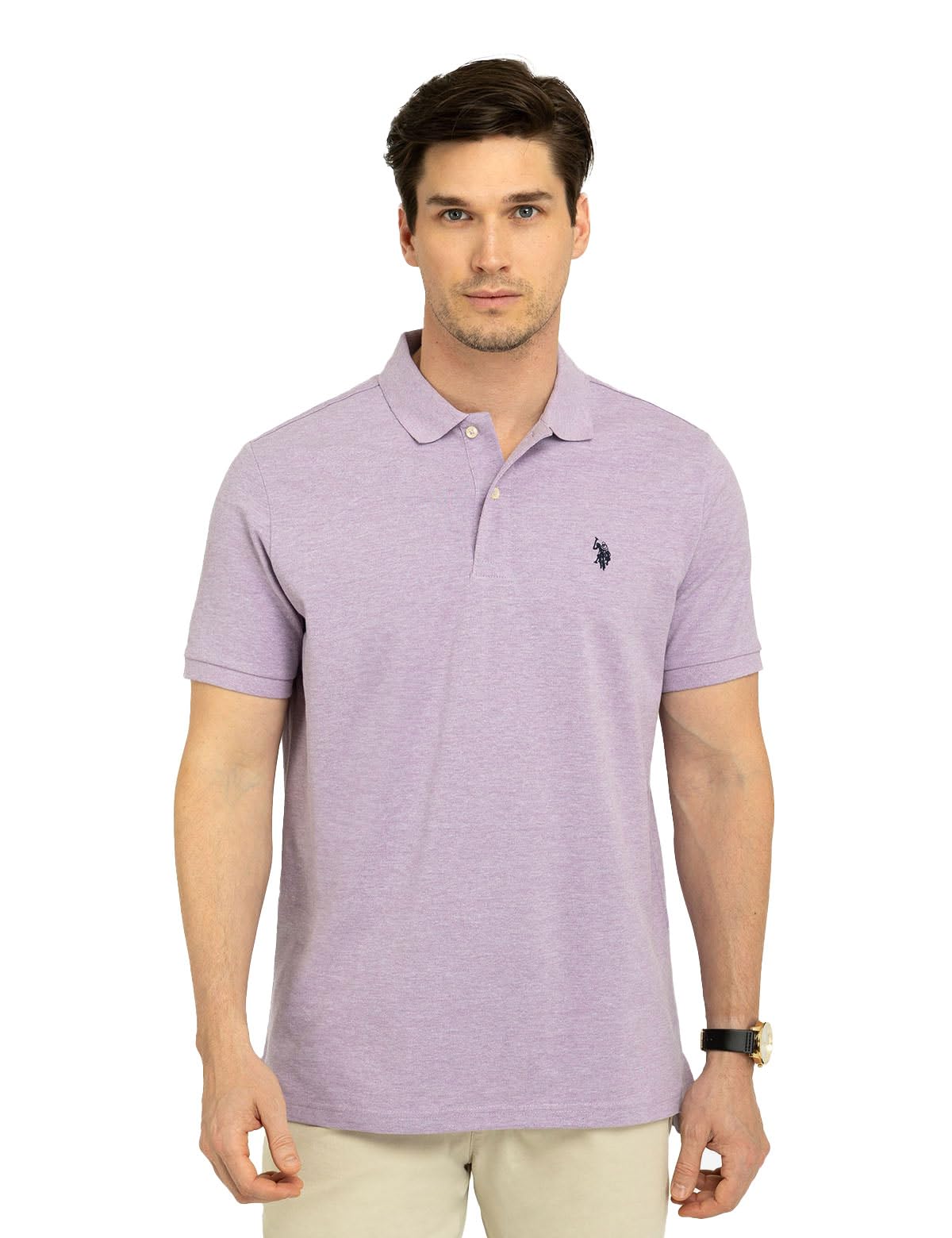 HOTU.S. Polo Assn. Men's Classic Polo Shirt, Two-Button Closure Pique Polo Shirt, Summer Fashion Golf Shirt | Two-Button Closure Pique Polo Shirt, Summer Fashion Golf Shirt