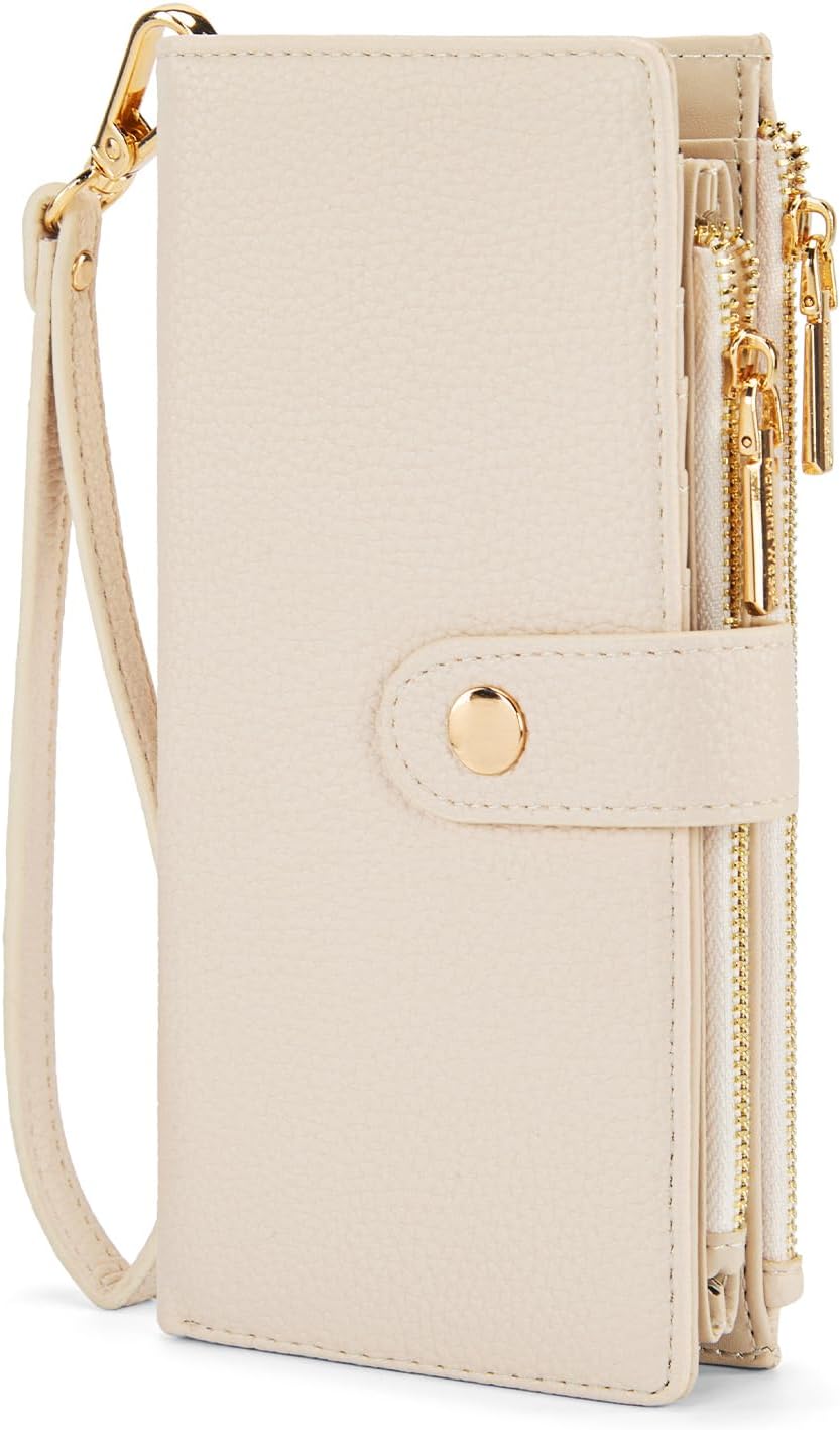 HOTMontana West Women's Wristlet Wallets, Card Cases & Money Organizers Large Phone Wristlet Wallets for Women Minimalist Credit Card Clutch Wallet Ladies Female with Double Zipper Purses and ID Window