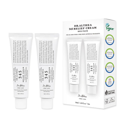 HOTDr.Althea 345 Relief Cream, Korean Skincare, 1.69 Fl Oz (Ver.2 - Pack of 2) | PDRN, Hyaluronic Acid for Instant Hydration, Blemish, Post-Acne Vegan Face Moisturizer, Non-comedogenic
