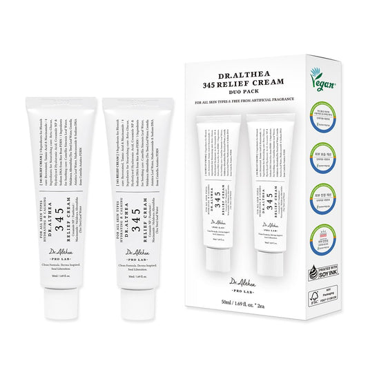 HOTDr.Althea 345 Relief Cream, Korean Skincare, 1.69 Fl Oz (Ver.2 - Pack of 2) | PDRN, Hyaluronic Acid for Instant Hydration, Blemish, Post-Acne Vegan Face Moisturizer, Non-comedogenic