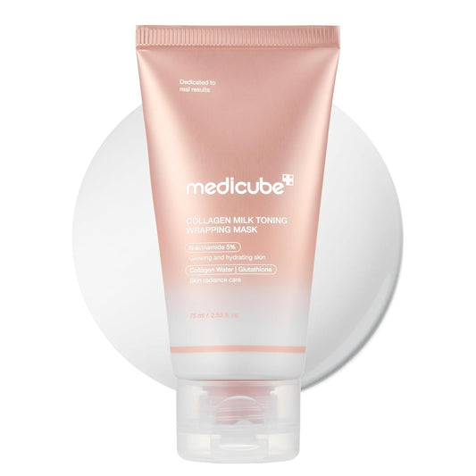 HOTmedicube Wrapping Mask Collagen Glazed Milky Glow Daytime Peel Off Mask | Quick and Easy Care with Glutathione, Niacinamide for Plumped, Hydrated & Smooth Skin | Korean Skin Care, 2.53 fl.oz
