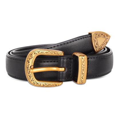 HOTAurolran Women's Leather Belt with Buckle - Ideal for Dresses, Jeans, and Coats