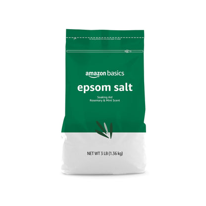 HOTAmazon Basics Epsom Salt Soak, Fragrance Free, Magnesium Sulfate USP for Relaxation and Soothing Foot Soaking, 3 Pound Resealable Bags, 6-Pack
