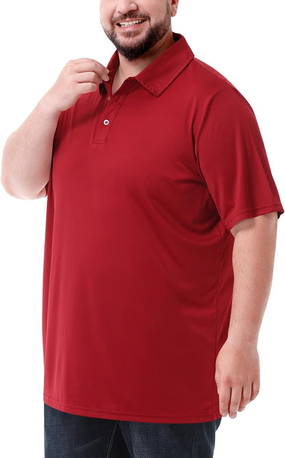 HOTIdtswch Men's Big and Tall Polo Shirts UPF 50+ Casual Work Quick Dry Short Sleeve Collared Golf Shirt（XL-8XL）