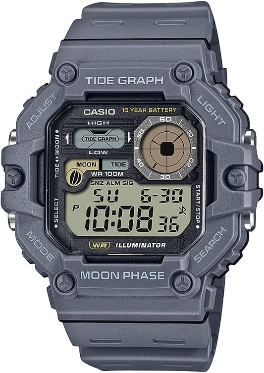 HOTCasio Illuminator Tide Graph Moon Phase 10-Year Battery Digital Watch