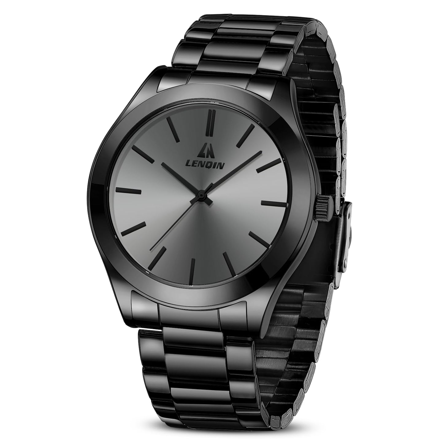 HOTLN LENQIN Mens Watches Waterproof Stainless Steel Watch for Men Analog Quartz Fashion Business Designer Wristwatch