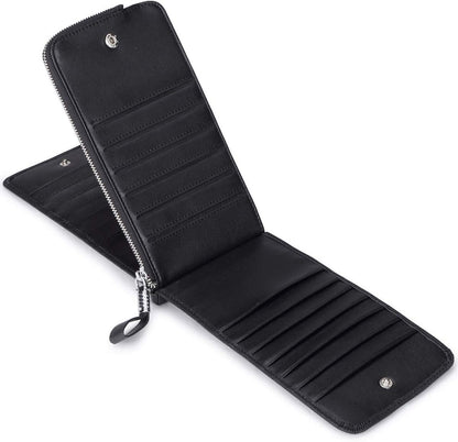 HOTWomen's Genuine Leather Credit Card Holder RFID Long Zipper Purse Wallet