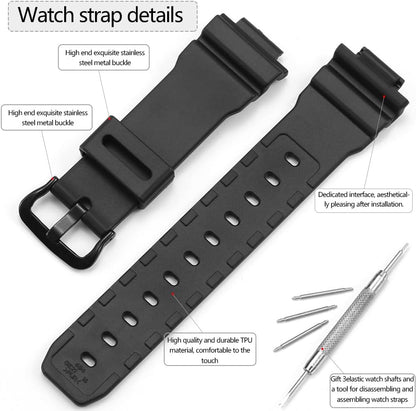 HOTReplacement Band Compatible with Casio 3232 DW9052 Men’s 200M WR Strap DW-9052 DW-004C DW-6900 GW-6900 G-2200 G-2210 Resin Bracelet 71606395
