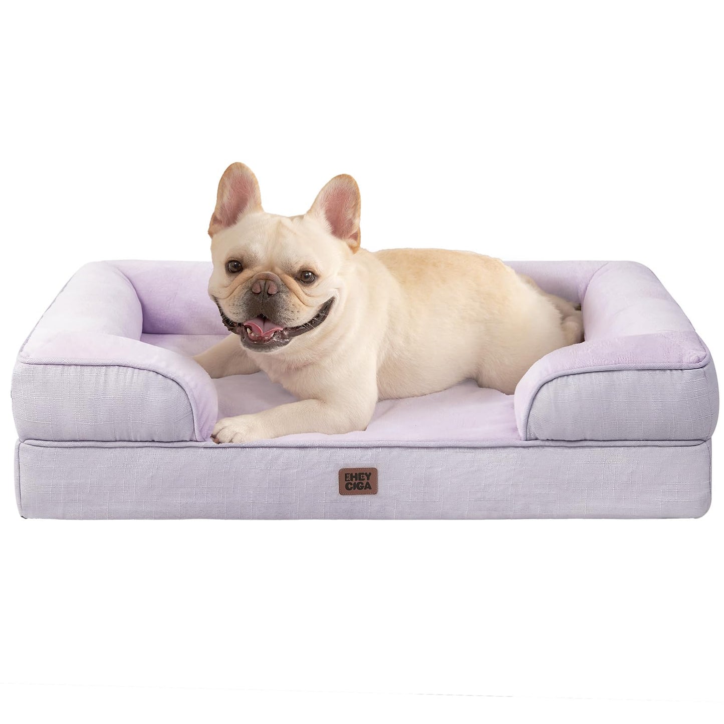 HOTEHEYCIGA Orthopedic Dog Beds for Extra Large Dogs 44x32Inch, Polyurethane Foam XL Pet Bed with Sides, Non-Slip and Egg-Crate Foam Big Dog Couch Bed with Washable Removable Cover, Grey