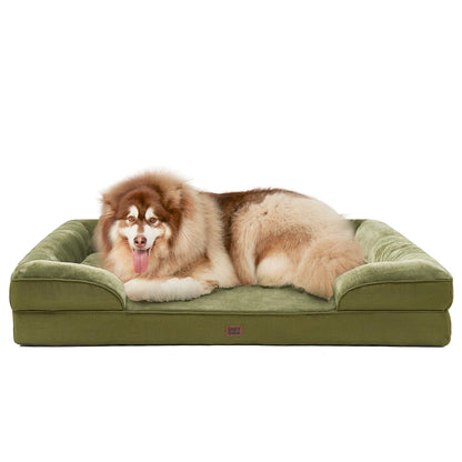 HOTEHEYCIGA Orthopedic Dog Beds for Extra Large Dogs 44x32Inch, Polyurethane Foam XL Pet Bed with Sides, Non-Slip and Egg-Crate Foam Big Dog Couch Bed with Washable Removable Cover, Grey