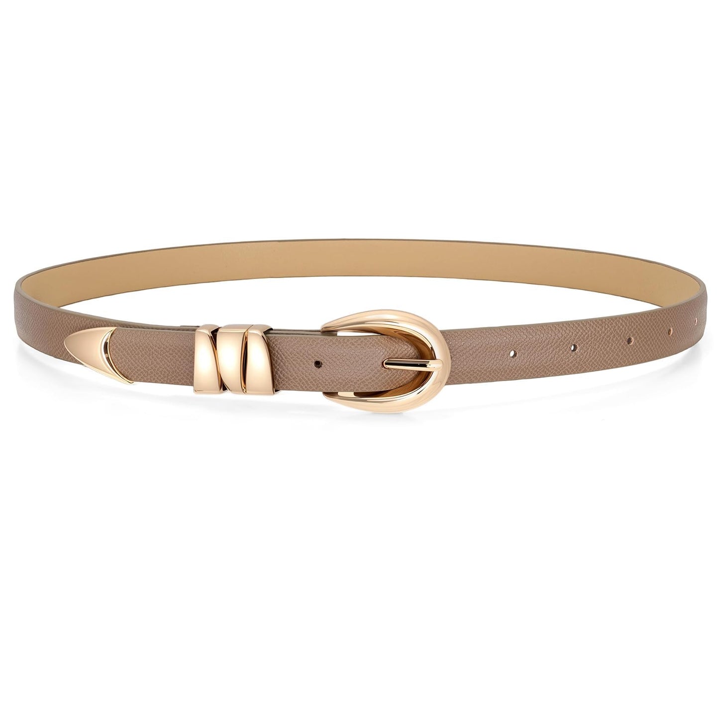 HOTWHIPPY Women Skinny Leather Belt for Jeans Pants Dresses Ladies Fashion Waist Belt with Shiny Gold Buckle