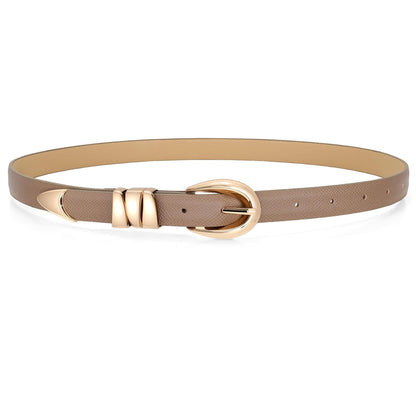 HOTWHIPPY Women Skinny Leather Belt for Jeans Pants Dresses Ladies Fashion Waist Belt with Shiny Gold Buckle