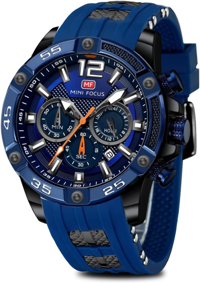 HOTAIMES Watch for Men Sport Military Waterproof Chronograph Mens Watches Analog Quartz Big Face Classic Stylish Fashion Casual Designer Business Work Wrist Watch Elegant Gift for Men