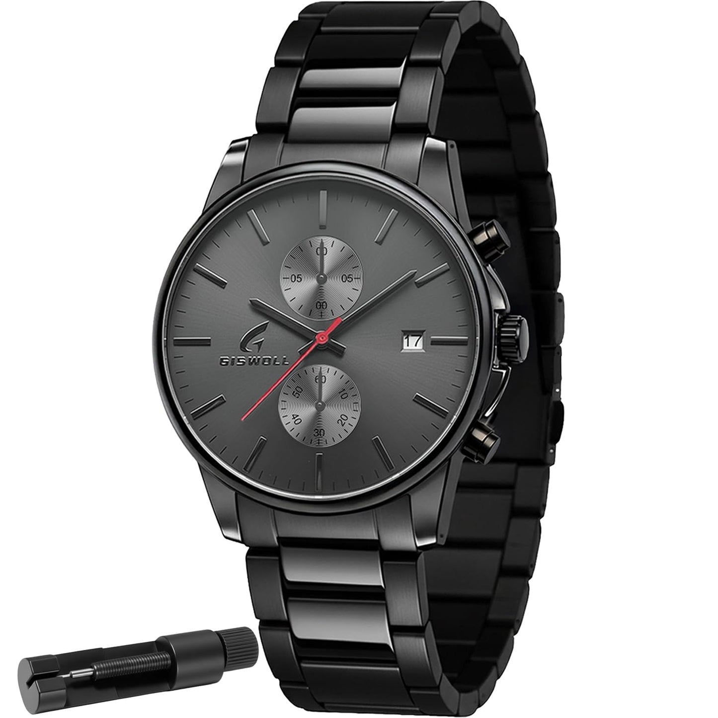 HOTStylish Stainless Steel Men's Watches with Functional Chronograph Subdials | Analog Waterproof Watches for Men, Solid Feel, Auto Date, 60-Second & 1/10-Second Timers, Gifts for Men Dad Husband Boyfriend