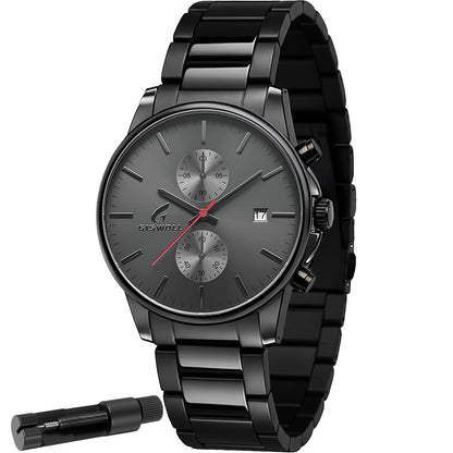 HOTStylish Stainless Steel Men's Watches with Functional Chronograph Subdials | Analog Waterproof Watches for Men, Solid Feel, Auto Date, 60-Second & 1/10-Second Timers, Gifts for Men Dad Husband Boyfriend