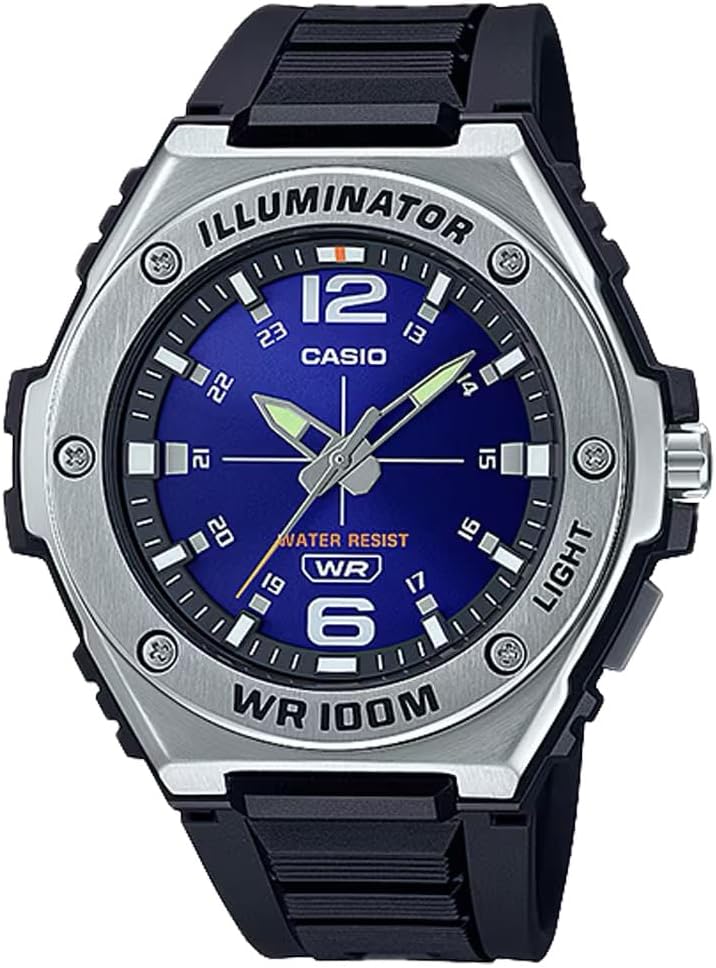 HOTCasio MWA100H Series | Men’s Analog Watch |100M WR | Stainless Steel Bezel | LED Illuminator Backlight with Afterglow | Resin Band | 3 Hands (HR, MIN, SEC) | 3 Year Battery