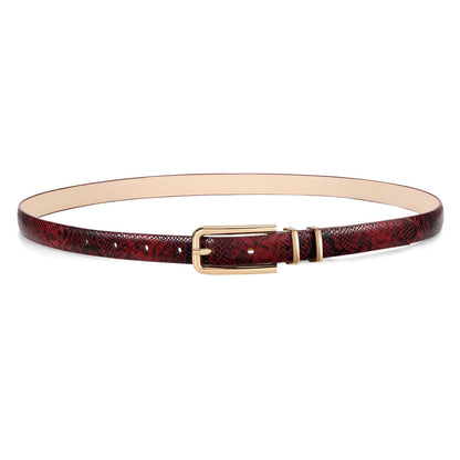 HOTJASGOOD Women's Skinny PU Leather Belt Thin Waist Belt with Gold Buckle for Jeans Pants Dresses 0.7