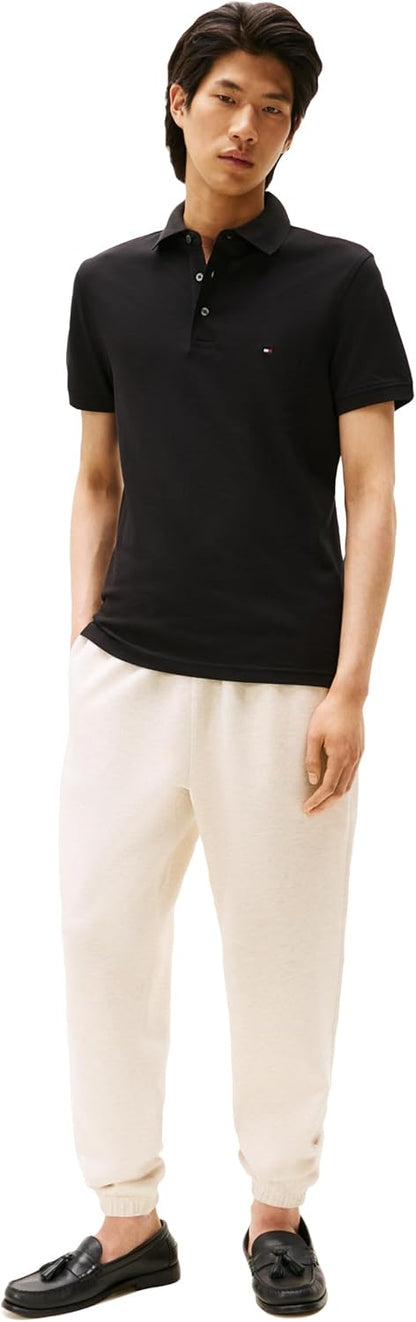 HOTTommy Hilfiger Men's Short Sleeve Polo Shirts in Slim Fit with Stretch and Organic Pique Cotton