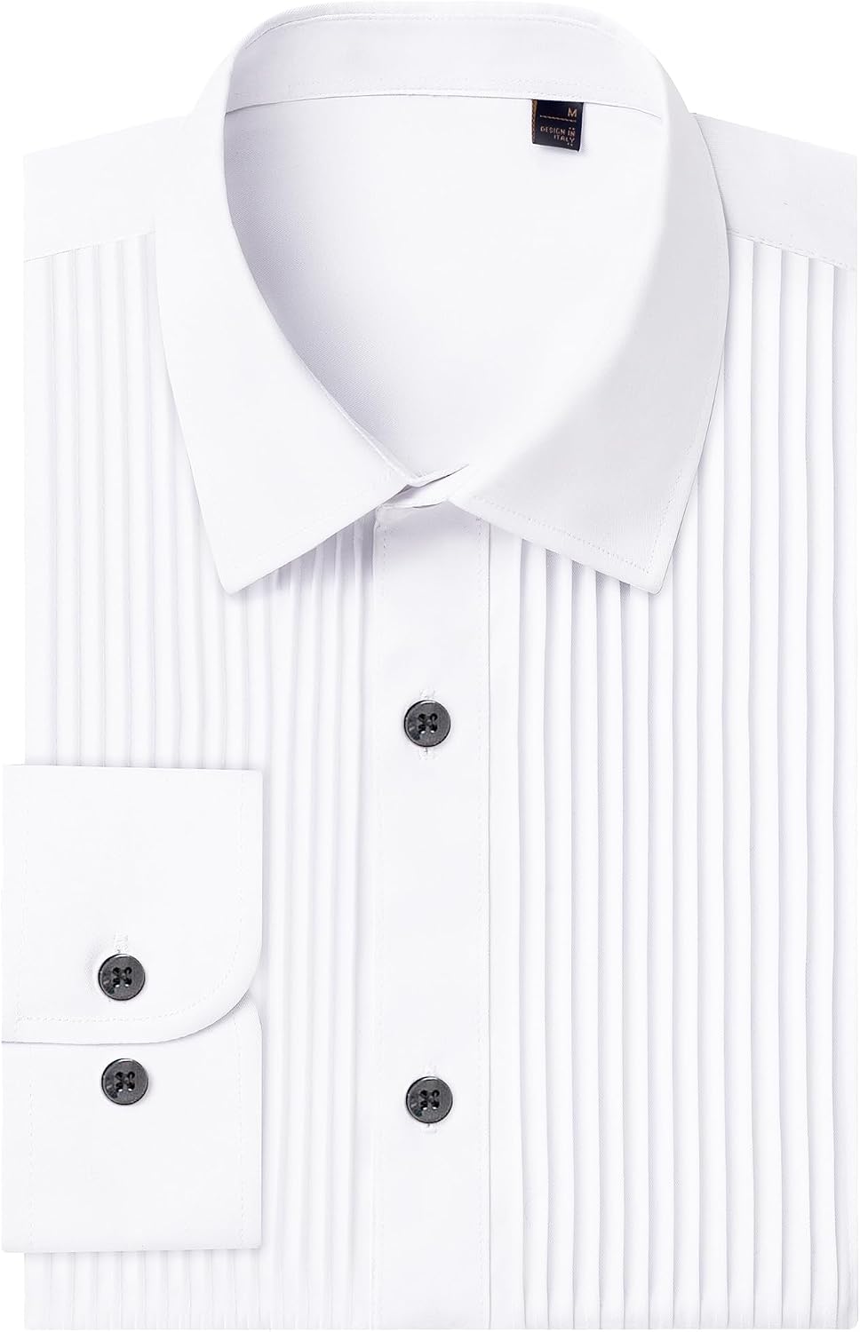 HOTJ.VER Men's Tuxedo Shirt Formal Dress Shirt Pleated Long Sleeve Button Down Shirts for Prom Party Wedding