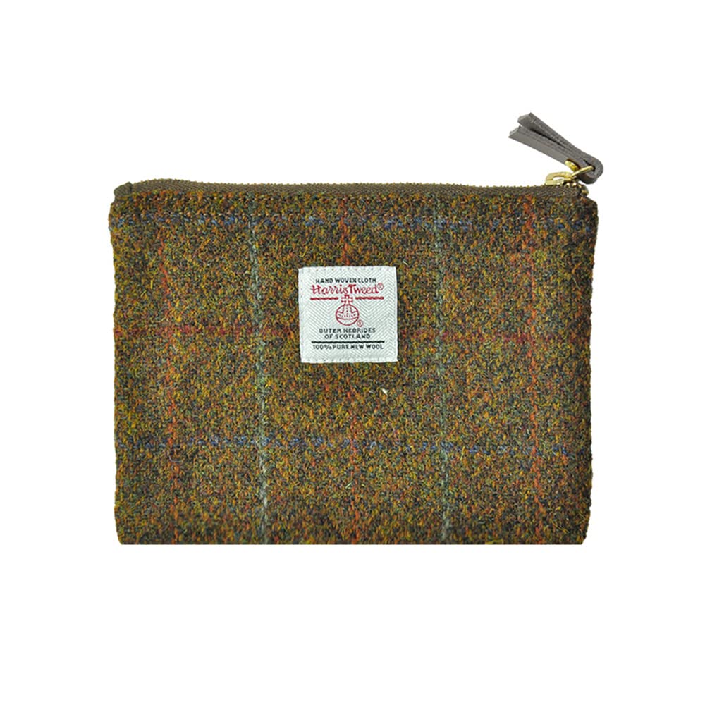 HOTHarris Tweed Coin Purse Handmade Lipstick Bag Vintage British Portable Credit Card ID Wallet with YKK Zipper for Women men (Mint Green, Large)