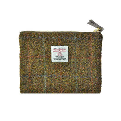 HOTHarris Tweed Coin Purse Handmade Lipstick Bag Vintage British Portable Credit Card ID Wallet with YKK Zipper for Women men (Mint Green, Large)