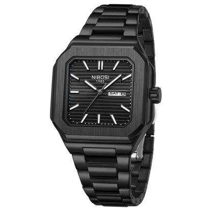 HOTNIBOSI Men Watches Analog Quartz Stainless Steel Silver Watches for Men Waterproof Business Classic Watch with Day and Date Display Wrist Watch for Work and Casual Wear
