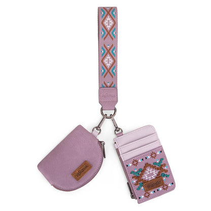 HOTWrangler Western Keychain Wristlet Wallets for Women Retro Dual Pouch Wristlet Credit Card Holder Wallet with Zipper Pocket WG2214-W0051BK