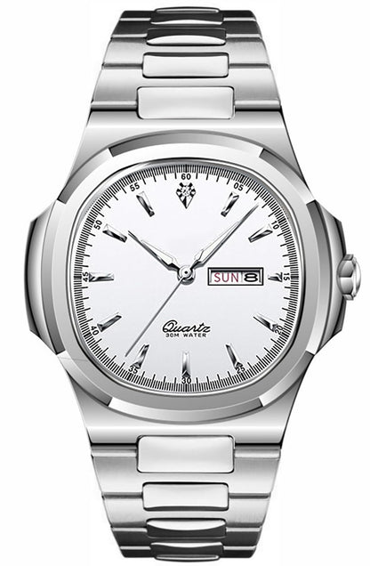 HOTBESTKANG Men Quartz Movement Watch Waterproof Luminous Men's Watch, Stainless Steel Strap Business Watches