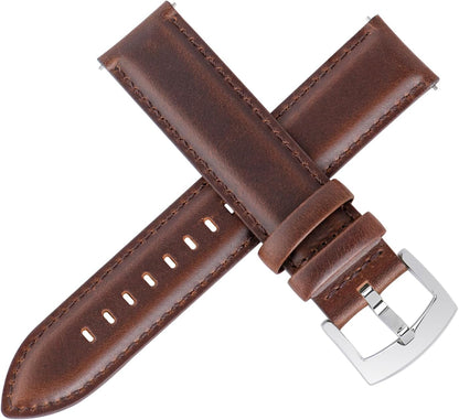 HOTOTTOODY Leather Watch Bands Quick Release, Elegant Top Grain Leather Watch Straps for Men & Women, Choice of Color & Width - 18mm, 19mm, 20mm, 21mm or 22mm Wristbands Bracelet for Watch & Smartwatch