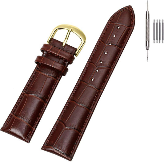 HOTEACHE Croco Design Leather Watch Bands, Classical Leather Watch Straps For Women&Mens Waterproof 12mm 14mm 16mm 18mm 19mm 20mm 22mm
