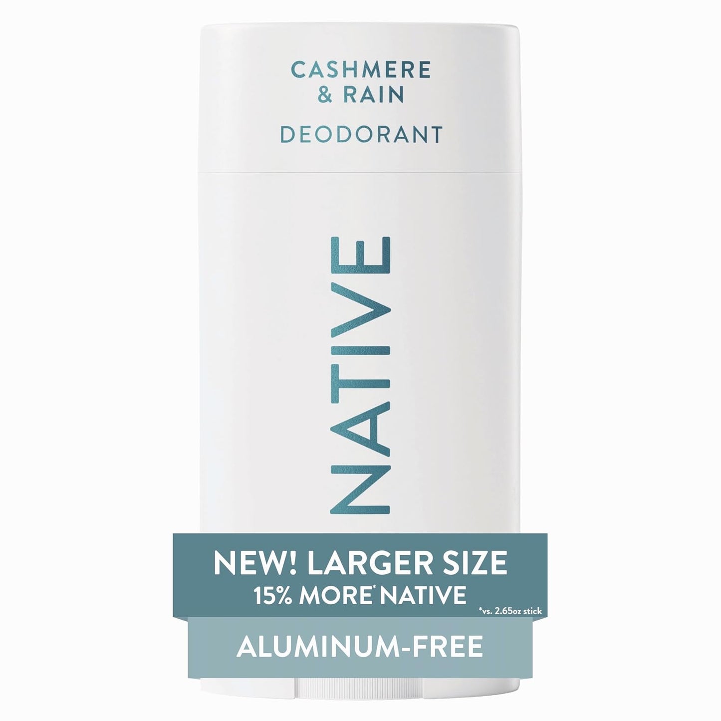 HOTNative Aluminum Free Deodorant, Cashmere & Rain, Large Size Stick, 72 Hour Odor Control, for Women & Men, Contains Naturally Derived Ingredients, 3.1 oz