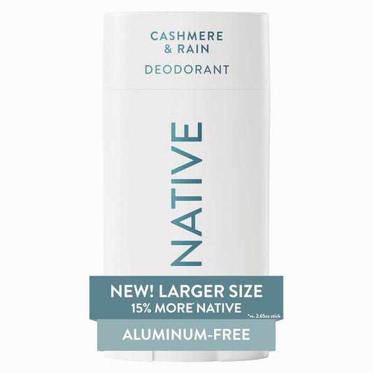 HOTNative Aluminum Free Deodorant, Cashmere & Rain, Large Size Stick, 72 Hour Odor Control, for Women & Men, Contains Naturally Derived Ingredients, 3.1 oz