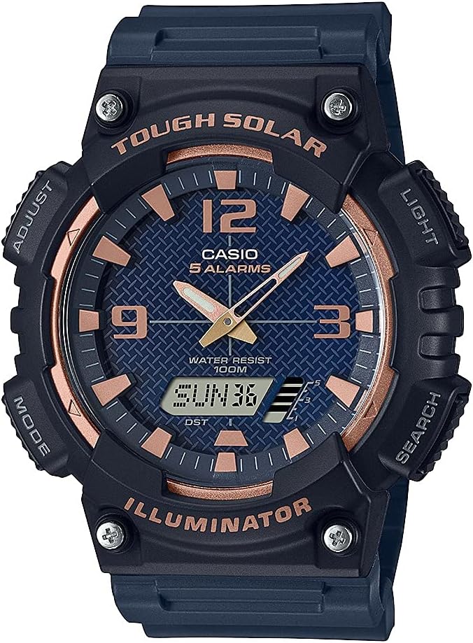 HOTCasio AQS800W Series | Analog Digital Watch | 100M WR | Solar Powered | 1/100 SEC Stop Watch | 6-Language Day of The Week Indicator | Countdown Timer | LED Light | Multi Alarm