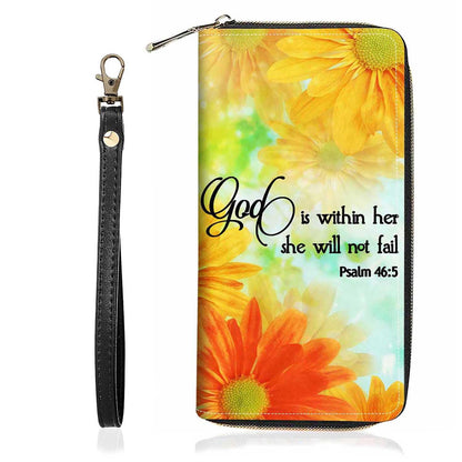 HOTChristian Cross Quote Bible Verse Matthew 19:26 Print Wallet for Women Large Capacity Wallet Credit Card Holder PU Leather Zipper Clutch Purse Phone Wallet