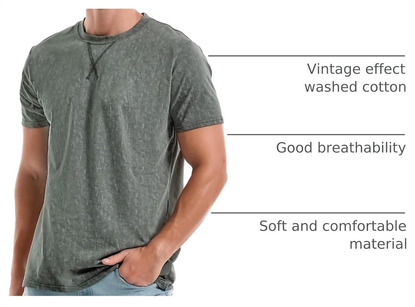 HOTKLIEGOU Men's T-Shirts - Premium Cotton Crew Neck Tees S - 4XL