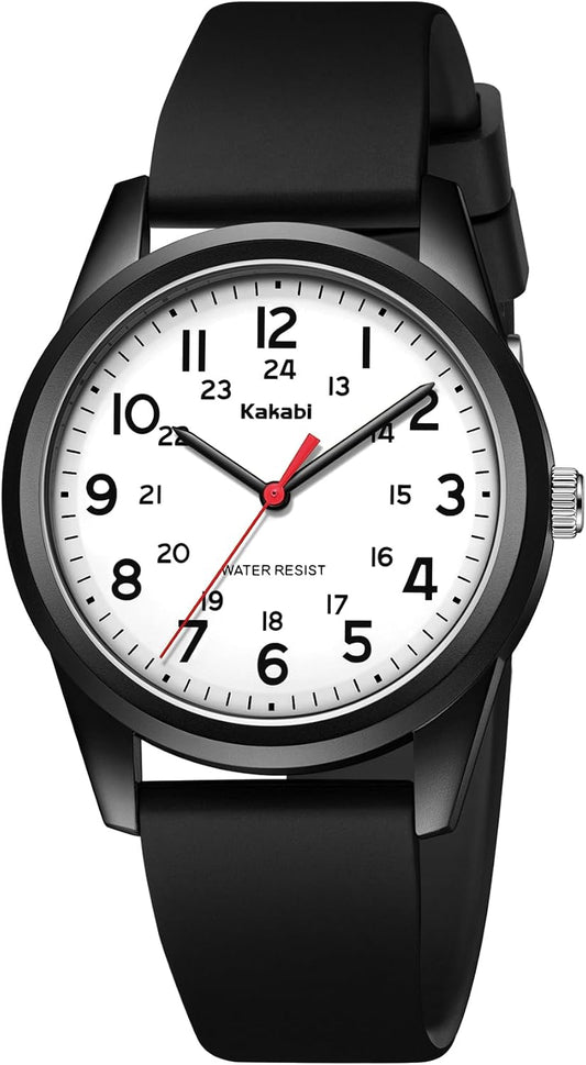 HOTWatches for Mens Womens Unisex Easy to Read Analog Quartz Wristwatch Silicone Strap Military 24 Hour Time Casual Comfortable 30M Waterproof