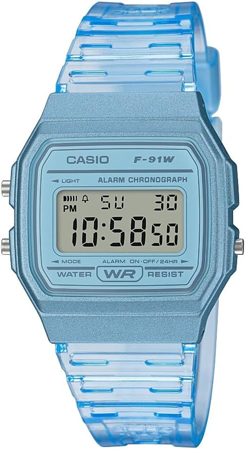 HOTCasio F91W Series | Digital Watch | Water Resistant | LED Light | 1/100 SEC Stopwatch | Regular Time Keeping (HR, Min, SEC, PM, Date, Day) | Daily Alarm | Lightweight | 7 Year Battery