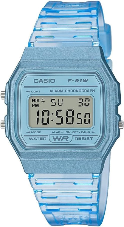 HOTCasio F91W Series | Digital Watch | Water Resistant | LED Light | 1/100 SEC Stopwatch | Regular Time Keeping (HR, Min, SEC, PM, Date, Day) | Daily Alarm | Lightweight | 7 Year Battery