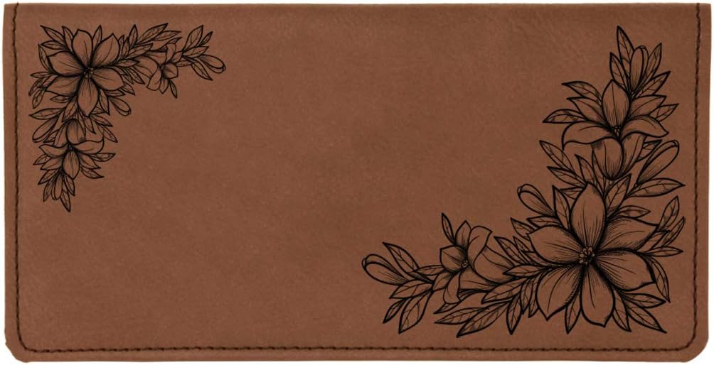 HOTFloral Filigree Laser Engraved Leatherette Checkbook Cover Rawhide/Black