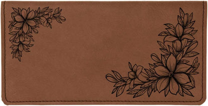 HOTFloral Filigree Laser Engraved Leatherette Checkbook Cover Rawhide/Black